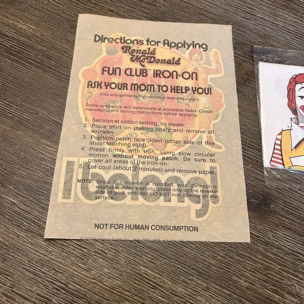 Letterland Stationary McDonaldland Ronald McDonald Iron On‎ Fun Club 1970s Lot